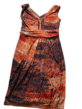 Simply Vera Wang Dress Orange Sleeveless V-Neck Glam Mob Wife Romantic Stretch S