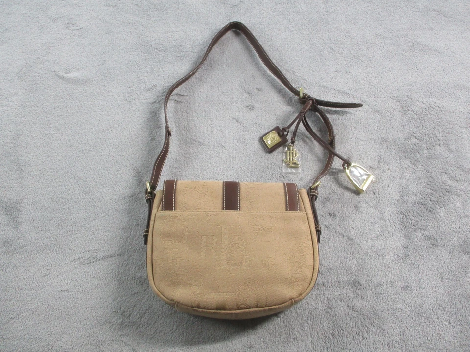 Lauren Ralph Lauren Monogram 单肩包限量版帆布皮革小饰品 * — 第 2/4 张图片