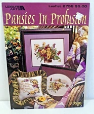 Vintage Pansies in Profusion Leisure Arts 2758 Cross Stitch Pattern Booklet 
