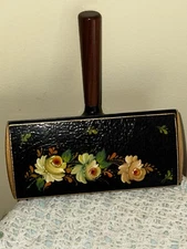 Vintage Perk Swiss Made Table Crumb Sweeper Silent Butler Toleware Roller floral