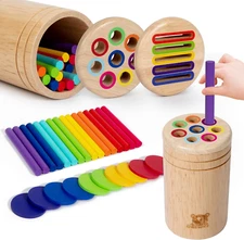 Wooden Learning Color Sorting Toys for Toddlers Sensory Sorting Coin Box Toys fo