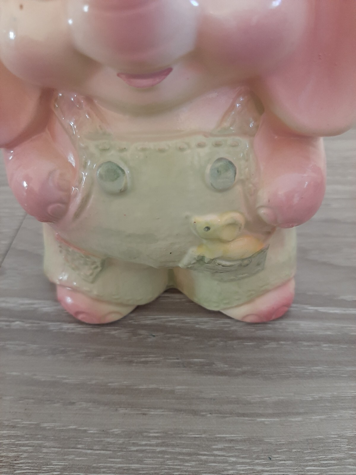 Vtg. Reubens Orig.Pink ElephantBib Overalls/mouseceramic planter