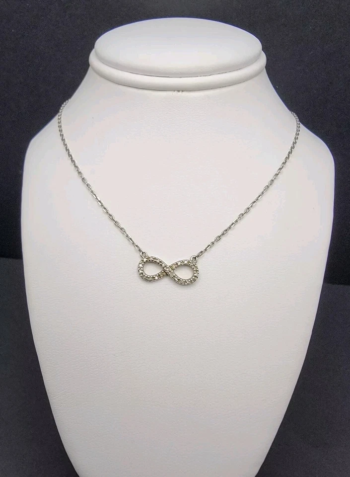 Colar infinito de prata esterlina 925 pingente de diamante genuíno símbolo de amor presente - Imagem 3 de 4