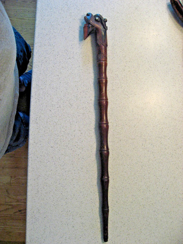 Vintage Hand Carved Dragon Wooden Walking Stick Cane Children's about 21"L
