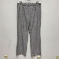Escada Black White Houndstooth Wool Silk Straight Trousers Pants 40 US 10 M 690