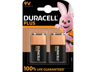 1 x Duracell Plus 9V 6LR61 E-Block Batterie - 2er-Pack
