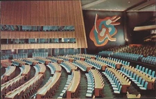 New York City United Nations General Assembly Hall UNP Chrome Postcard