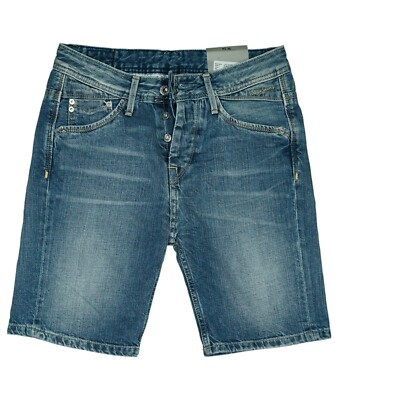 Pepe Jeans Leo Short Womens Trousers Bermuda Capri Summer W24 Boyfriend Used Blue NEW