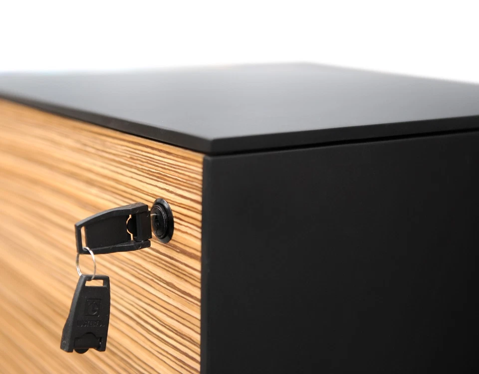 Novara Executive Filing Cabinet in Stunning Zebrano Timber Veneer - 3 Drawers - image 4 of 4