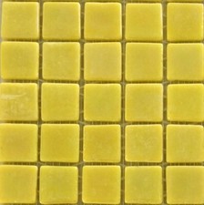Mosaic Glass Tiles 1" square Iridescent Lemon Yellow Qty 25 