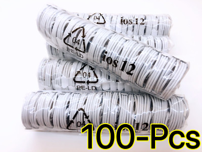 100 x Wholesale Lot 3ft Usb Charger Cord Cable For iphone 6s 7 8Plus Xs MAX Bulk