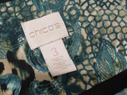 Chico's Women Floral Animal Print Long Sleeve Shirt Blouse Top Size 3 - Picture 6 of 9