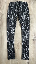 Alexander McQueen McQ Woman's Abstract Print Leggings Black/Gray Size XS