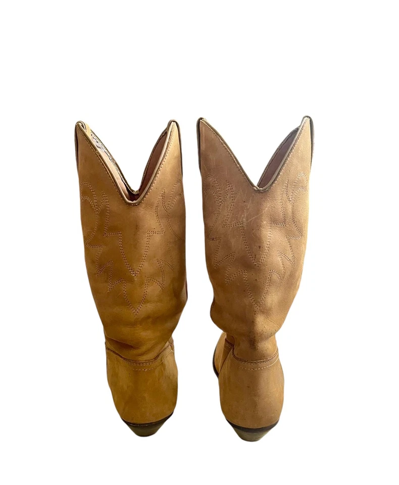 Dolcis Portugal Botas de Vaquero Unisex Mujer Hombre Cuero Real Amarillo Tostado Marrón Foto 3 de 4
