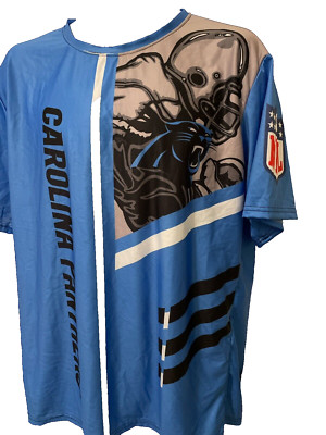 Carolina Panthers Mens T Shirt 3D Performance Size L Blue Taped Neck