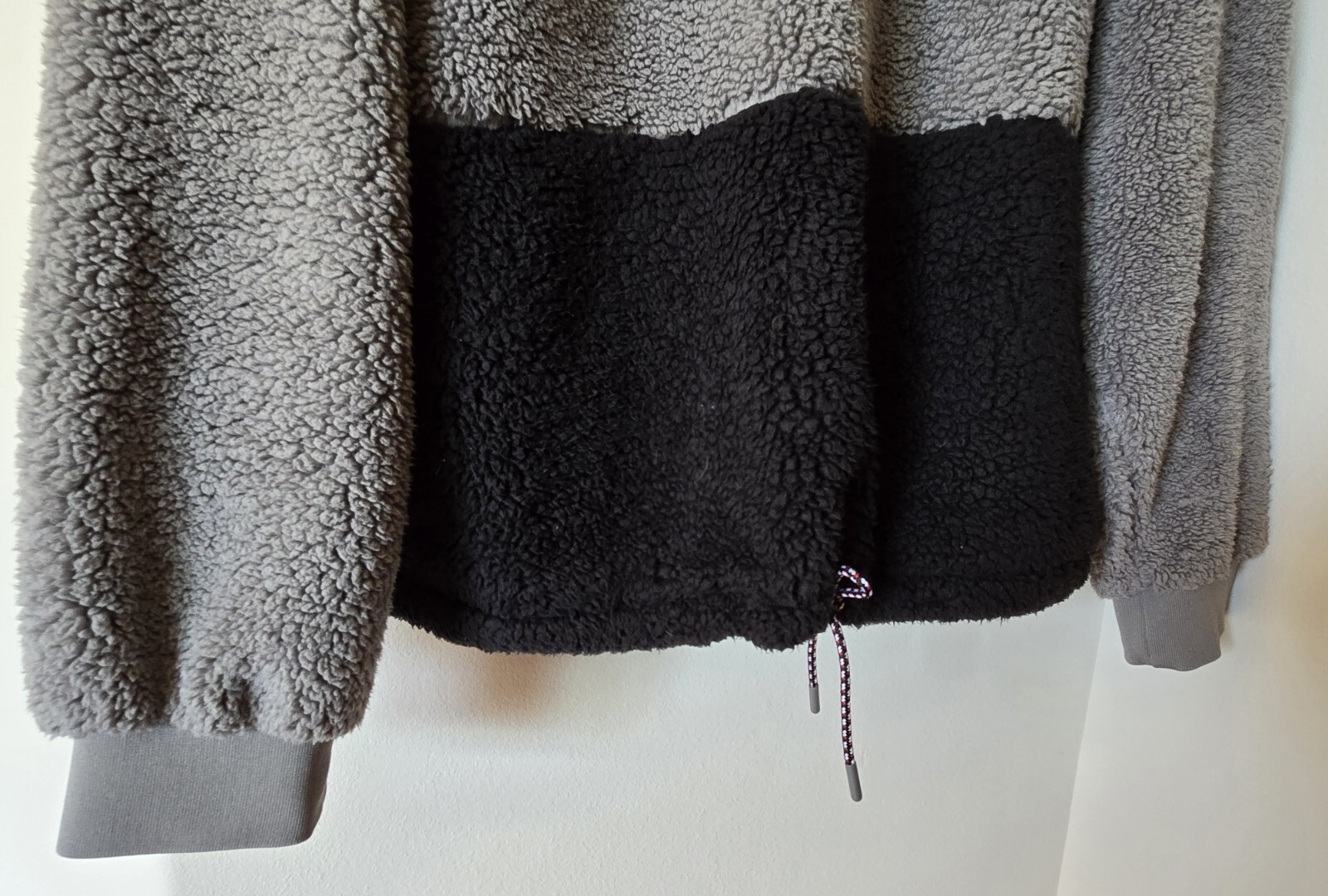 Felpa con cappuccio pullover sherpa Fila Bruno 1 4 zip XXL nero grigio righe calda