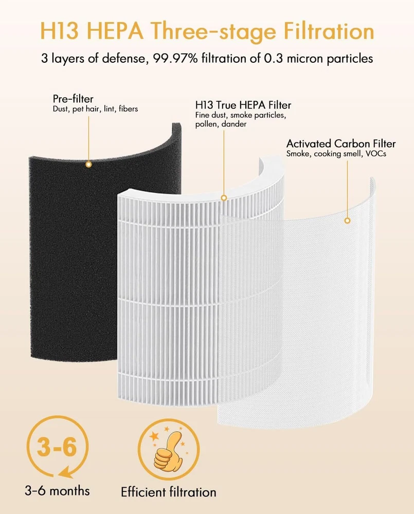Air Purifier Filters 2 Pack H13 True HEPA Replacement Compatible with VEWIOR