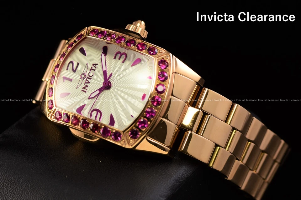 RARO Reloj Invicta 14140 LADY LUPAH Piedras Preciosas Exóticas 28 Rubelitas Oro Rosa Suizo Foto 2 de 4