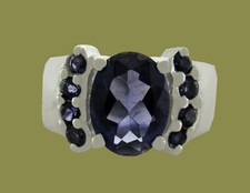 GENUINE 2.56 Cts IOLITE RING .925 STERLING SILVER - New With Tag