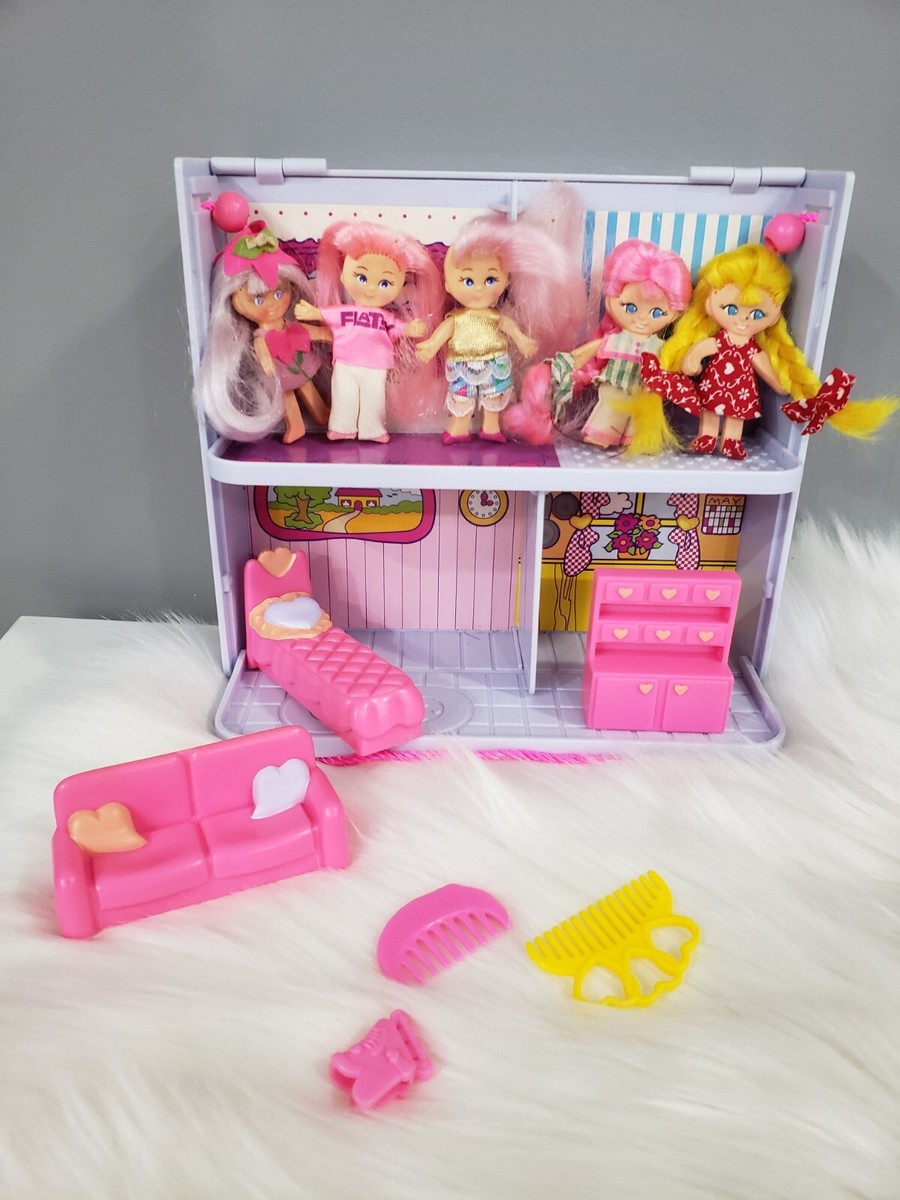 Lot Vintage Flatsy Pocketbook Play Set Dollhouse With Furniture