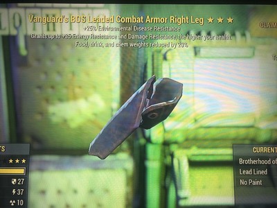 Fallout 76 Xbox Vanguards Bos Leaded Combat Armor Right Leg Ebay