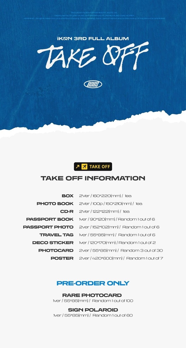 iKON - 3RD FULL ALBUM TAKE OFF CD | eBay