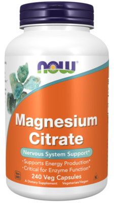 NOW Foods Magnesium Citrate Enzyme & Nervous System Support 240 Veg Caps 9/28EXP
