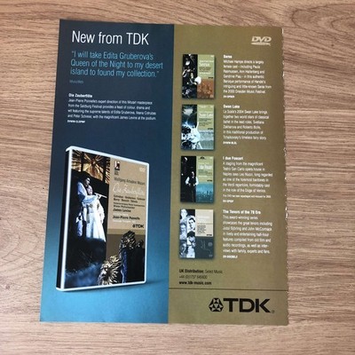 GRAM13 MAGAZINE ADVERT 11X8 MOZART'S DIE ZAUBERFLOTE ON TDK DVD