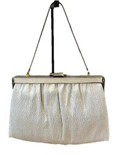 Vintage Gold Clutch Hand Bag Ande Brown Purse With Gold Tone Chain Evening