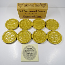 Vintage Pigeon Forge Pottery Coasters Ash Tray Old Buttermold Prints Yellow 8