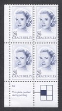U.S. Sc# 2749, Grace Kelly - Slania Engraving, 1993 F/VF+ MNH Plate# Block of 4