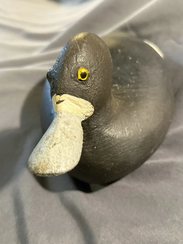 古董乡村原始民间艺术雕刻彩绘木制蓝鸟诱饵电视 — 第 3/4 张图片