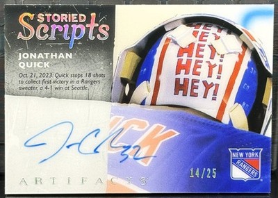2024-25 Upper Deck Artifacts Hockey #SS-JQ Jonathan Quick Storied Scripts #14/25