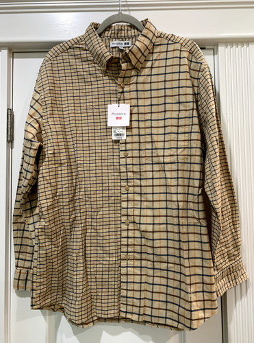 NWT JW Anderson Uniqlo Beige Plaid Flannel Long Sleeve Shirt Button Down