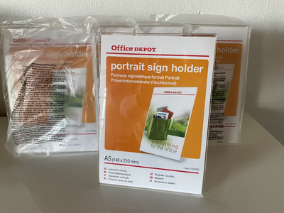 L-Aufsteller, Schildersteller ,Präsentationsständer A5 schräg transparent 5x
