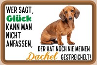 Holzschild 12X18 Cm Wer Sagt GlüCk Dackel Hund Dekoration Deko Geschenk Holz Sch