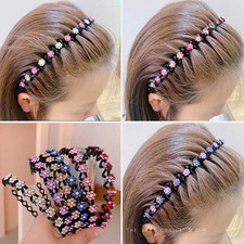 Hair Bands Rhinestone Wave Headbands Women Non Slip Elastic Hair Hoop Solid
