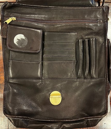 Vintage FRYE Leather Messenger Bag With Shoulder Strap Laptop Bag Brown Laptop - Picture 7 of 13