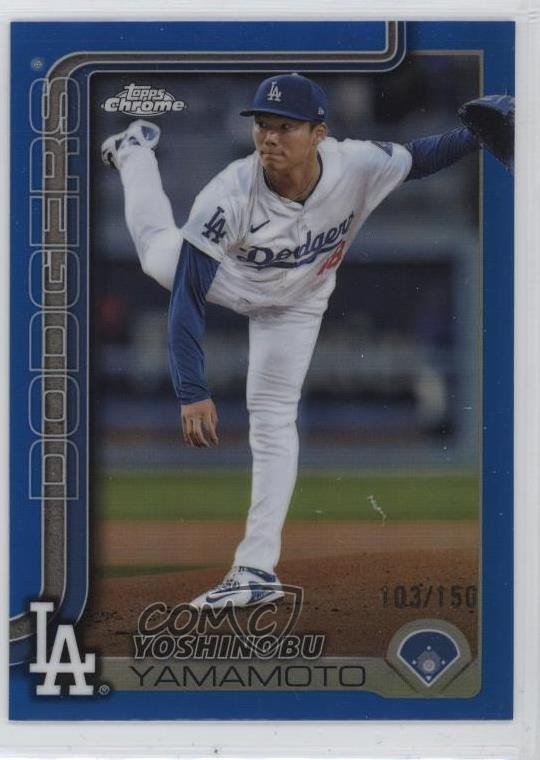 2025 Topps Chrome Blue Refractor 103/150 Yoshinobu Yamamoto #179 4k5