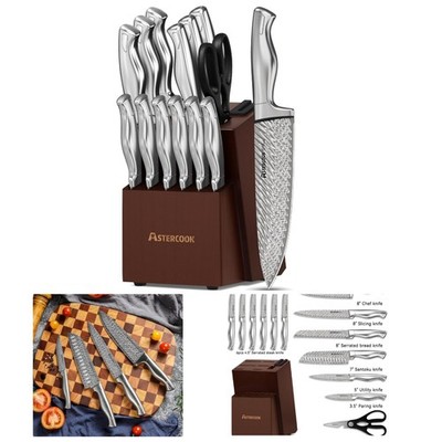 Dishwasher Safe 15-Piece Knife Set - Ergonomic Handles & Rust-Resistant Blades