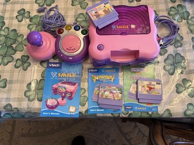 VTech V Smile 6122 PINK TV Learning Barely Used System,Controller,3 Games