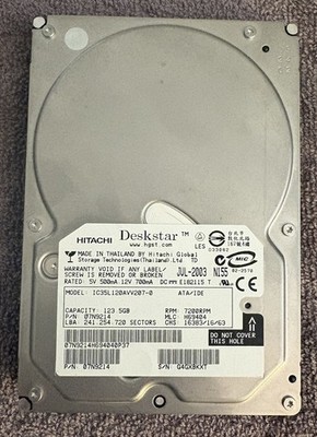 123.5 GB Hitachi Deskstar IC35L120AVV207-1 VATA/IDE  7200RPM 3.5'' HDD