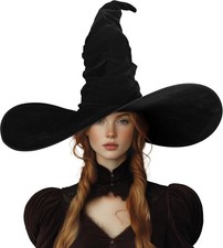Witch Hat for Women, 24-Inch Oversized Ruched Halloween Costume Hat Overs