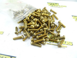 4LBS OF NEW BRASS ROUND HEAD SLOTTED MACHINE SCREWS 5/16" 18 X 1 1/4"
