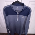 adidas Hawk Pointe Men's Golf Pullover Blue 1/4 Zip Long Sleeve Polo L — photo 1