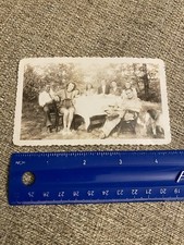 WWII Photo US Army Soldier And Happy Family Group Have A Meal Outside Table