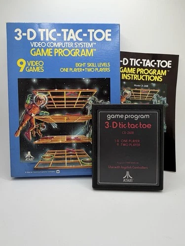 3D 3-D TIC-TAC-TOE (Atari 2600 1983) Game, Box & Manual COMPLETE CX 2618