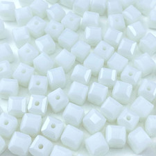 100Pcs 6Mm Crystal Glass Beads Cube Shape Loose Square Spacer Beads AB Color wit
