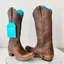 Lane EMMA JANE Womens Cowboy Boots Size 5.5 Brown Western Cowgirl Mid Calf Tall