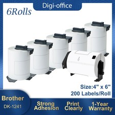 6Rolls 4X6 Large Paper Shipping Labels DK-1241 for Brother QL-1100 QL-1060N